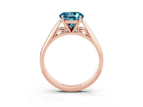 Rose gold Round Cut Blue Topaz Solitaire Engagement Ring with Cathedral Setting and Four-Prong Mount_15