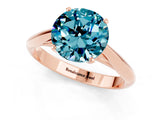 Rose gold Round Cut Blue Topaz Solitaire Engagement Ring with Cathedral Setting and Four-Prong Mount_25