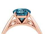 Rose gold Round Cut Blue Topaz Solitaire Engagement Ring with Cathedral Setting and Four-Prong Mount_28