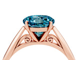 Rose gold Round Cut Blue Topaz Solitaire Engagement Ring with Cathedral Setting and Four-Prong Mount_76
