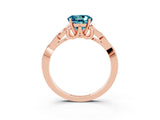 Rose gold Round Cut Blue Topaz Solitaire Engagement Ring with Celtic Knot Band and Four-Prong Setting_3