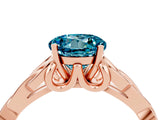 Rose gold Round Cut Blue Topaz Solitaire Engagement Ring with Celtic Knot Band and Four-Prong Setting_4
