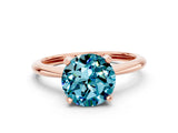 Rose gold Round Cut Blue Topaz Solitaire Engagement Ring with Classic Band and Four-Prong Setting_24