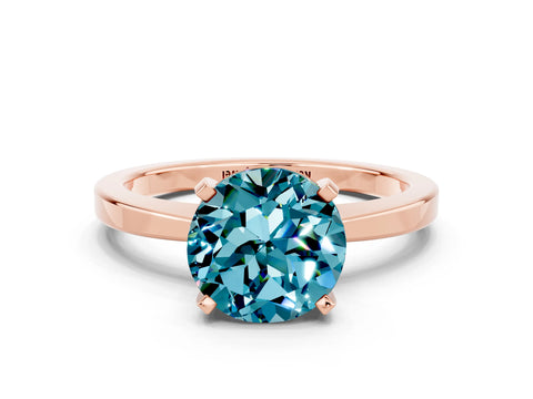Rose gold Round Cut Blue Topaz Solitaire Engagement Ring with Classic Band and Four-Prong Setting_36