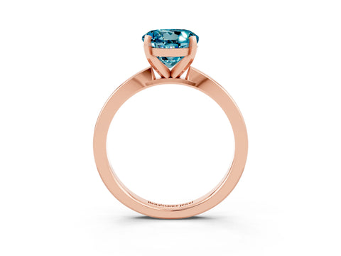 Rose gold Round Cut Blue Topaz Solitaire Engagement Ring with Classic Band and Four-Prong Setting_39