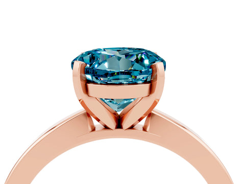Rose gold Round Cut Blue Topaz Solitaire Engagement Ring with Classic Band and Four-Prong Setting_40
