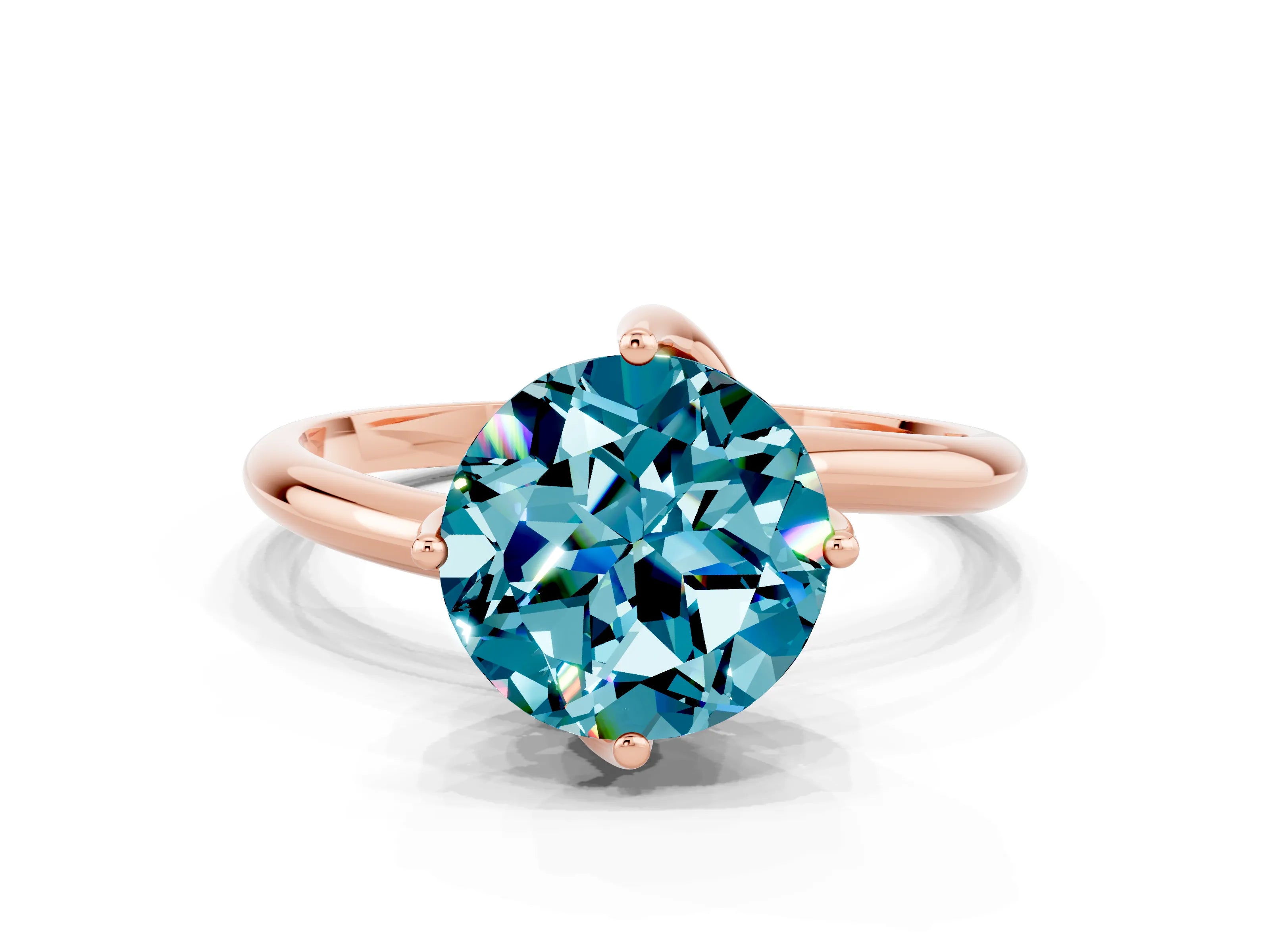 Rose gold Round Cut Blue Topaz Solitaire Engagement Ring with Four-Prong Setting and Classic Band_12