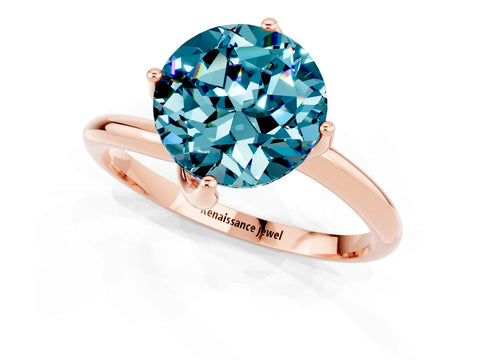 Rose gold Round Cut Blue Topaz Solitaire Engagement Ring with Four-Prong Setting and Classic Band_13