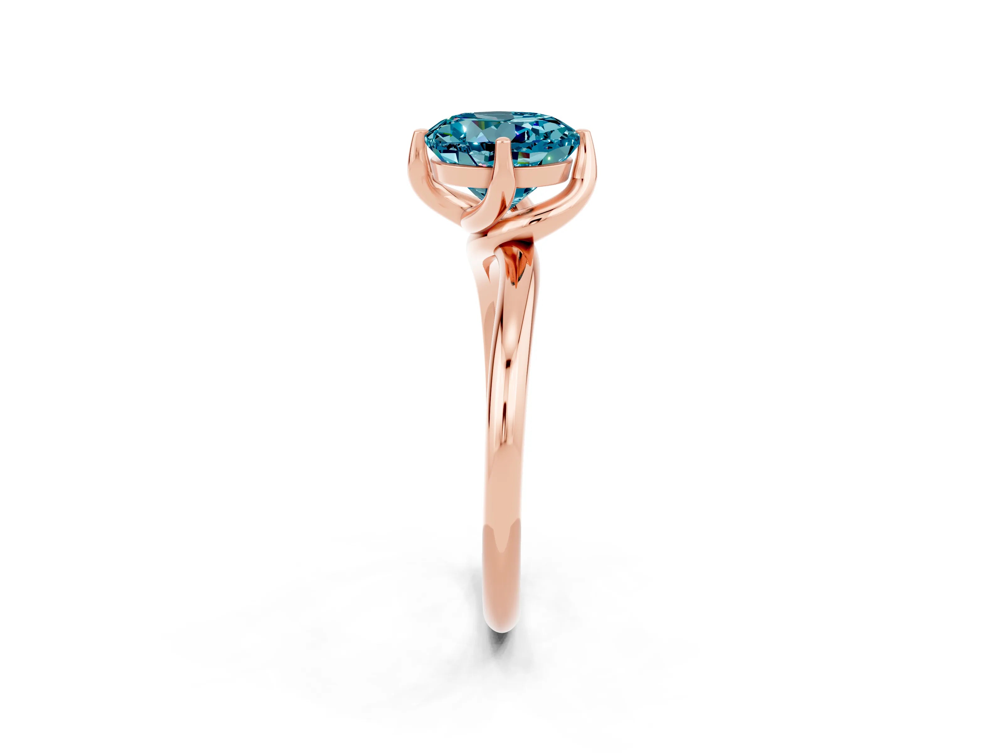 Rose gold Round Cut Blue Topaz Solitaire Engagement Ring with Four-Prong Setting and Classic Band_14