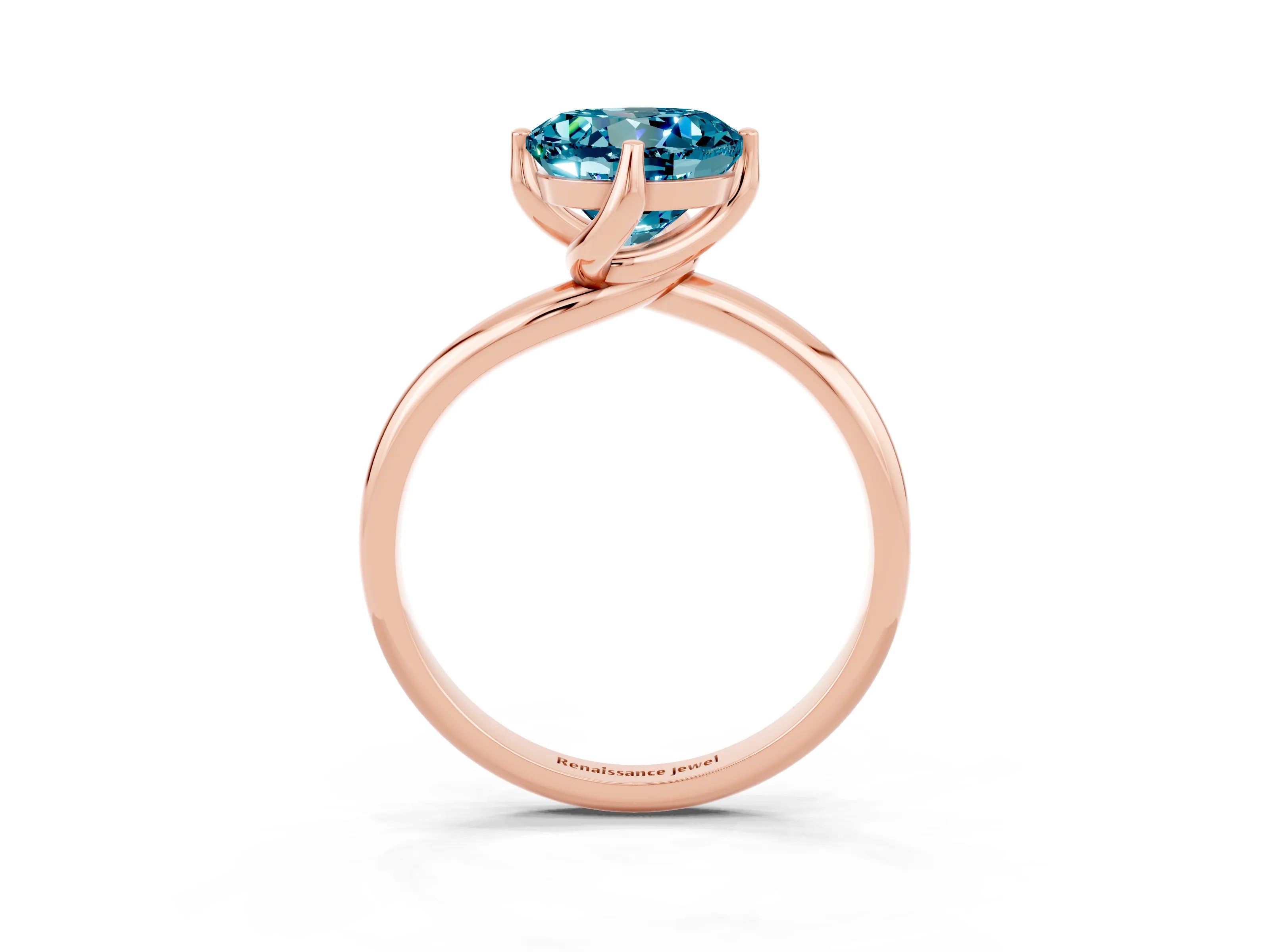 Rose gold Round Cut Blue Topaz Solitaire Engagement Ring with Four-Prong Setting and Classic Band_15