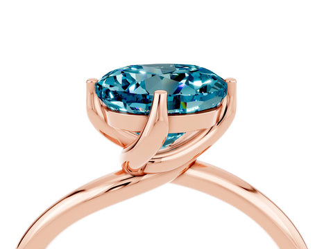 Rose gold Round Cut Blue Topaz Solitaire Engagement Ring with Four-Prong Setting and Classic Band_16
