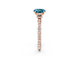 Rose gold Round Cut Blue Topaz Solitaire Engagement Ring with Pavé Band and Four-Prong Setting_2