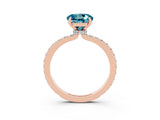 Rose gold Round Cut Blue Topaz Solitaire Engagement Ring with Pavé Band and Four-Prong Setting_3