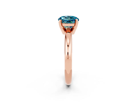 Rose gold Round Cut Blue Topaz Solitaire Engagement Ring with Round Band and Four-Prong Setting_2