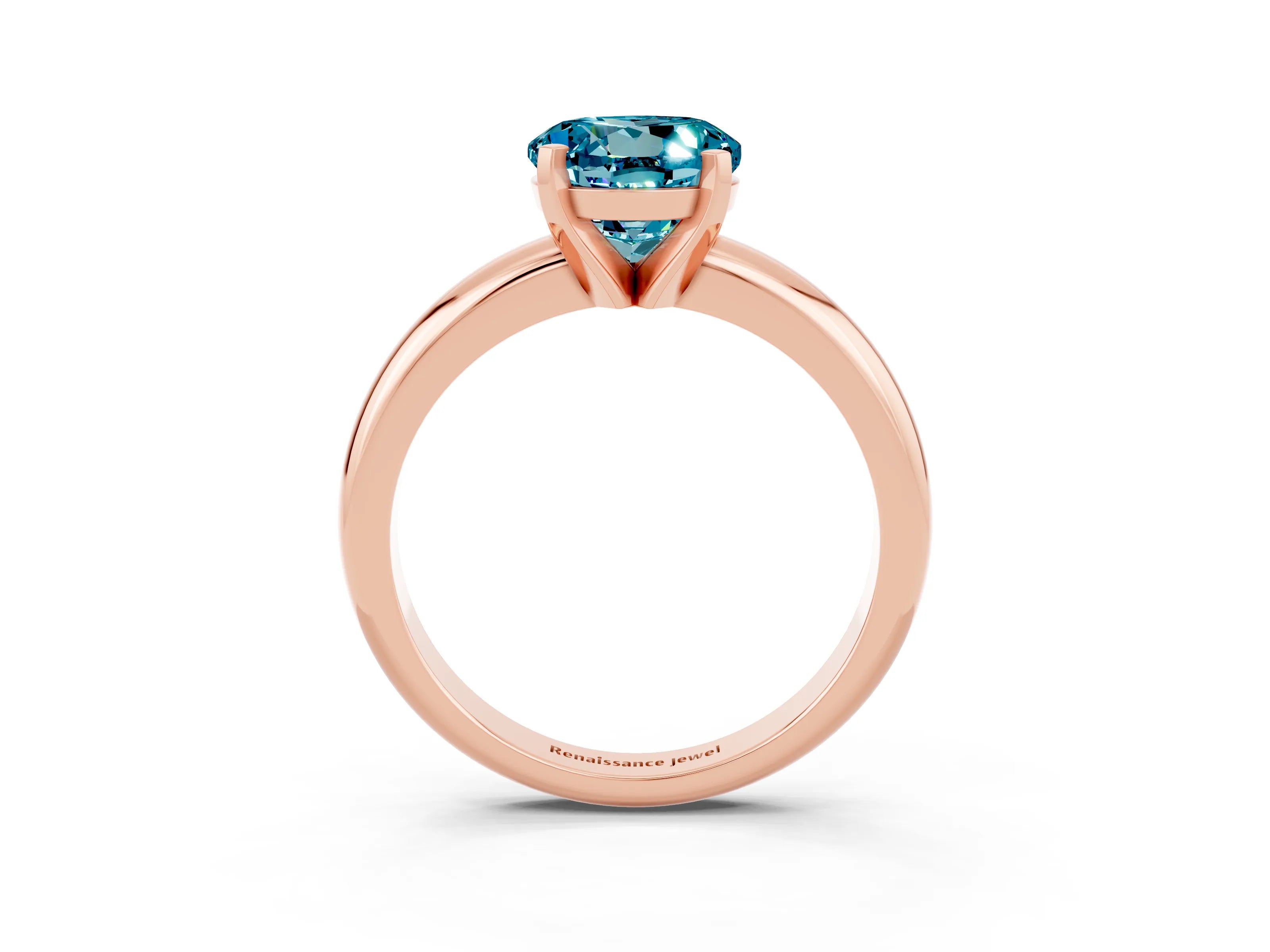 Rose gold Round Cut Blue Topaz Solitaire Engagement Ring with Round Band and Four-Prong Setting_3