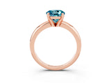 Rose gold Round Cut Blue Topaz Solitaire Engagement Ring with Round Band and Four-Prong Setting_3