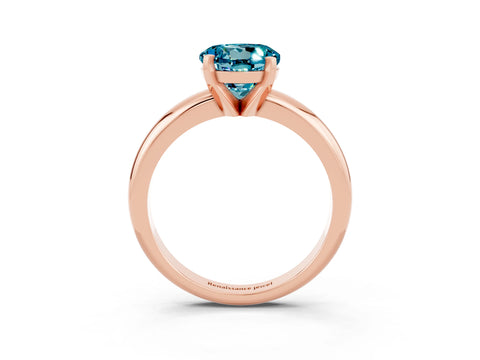 Rose gold Round Cut Blue Topaz Solitaire Engagement Ring with Round Band and Four-Prong Setting_3