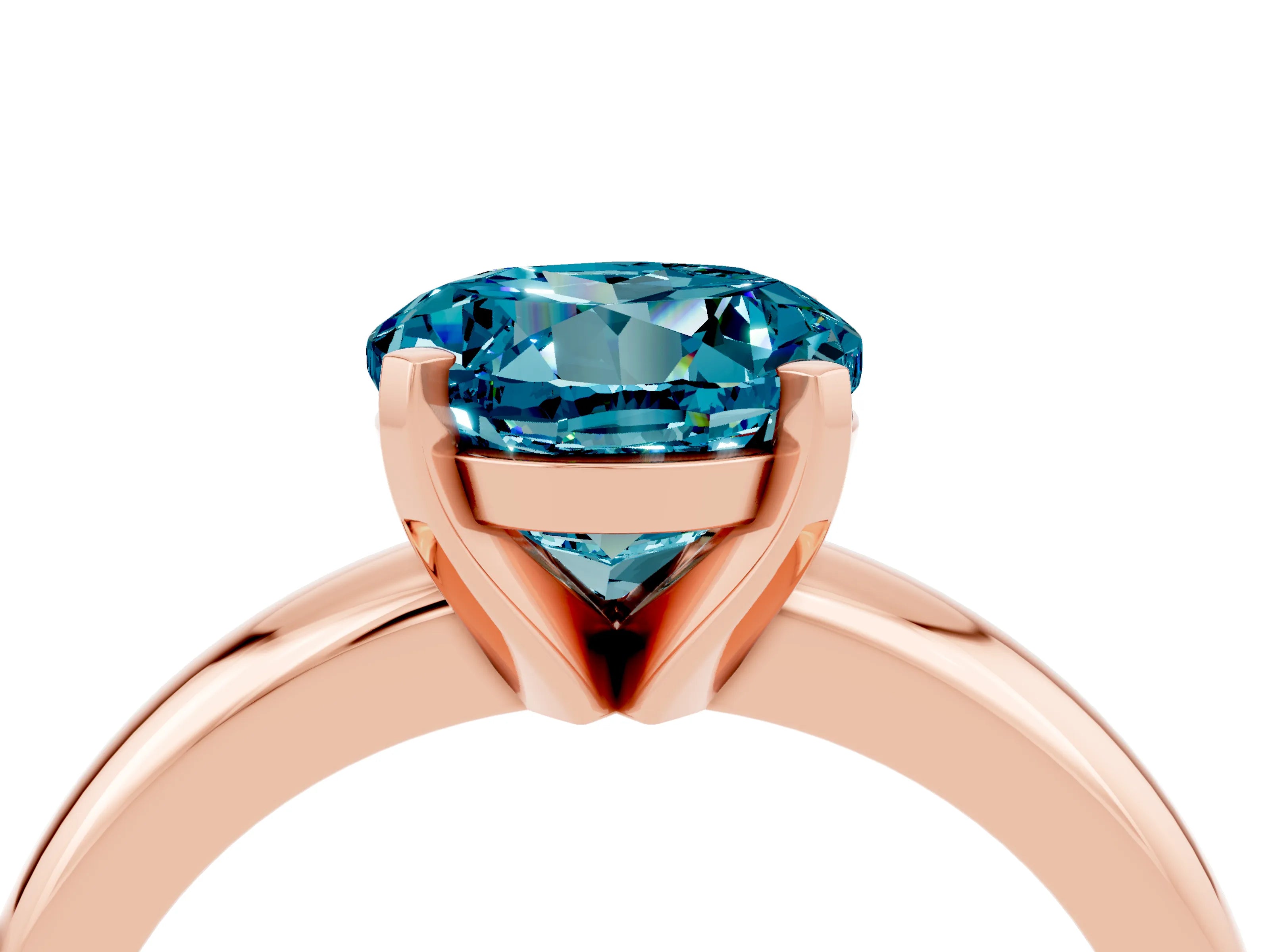 Rose gold Round Cut Blue Topaz Solitaire Engagement Ring with Round Band and Four-Prong Setting_4