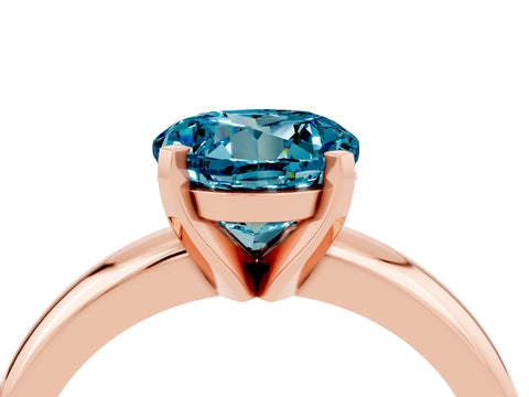 Rose gold Round Cut Blue Topaz Solitaire Engagement Ring with Round Band and Four-Prong Setting_4