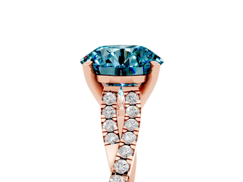 Rose gold Round Cut Blue Topaz Solitaire Engagement Ring with Twisted Pavé Band and Four-Prong Setting_17
