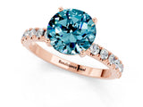 Rose gold Round Cut Blue Topaz Solitaire Pavé Band with Four-Prong Setting_1