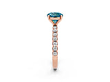Rose gold Round Cut Blue Topaz Solitaire Pavé Band with Four-Prong Setting_2