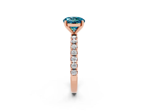 Rose gold Round Cut Blue Topaz Solitaire Pavé Band with Four-Prong Setting_2