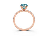 Rose gold Round Cut Blue Topaz Solitaire Pavé Band with Four-Prong Setting_3