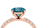 Rose gold Round Cut Blue Topaz Solitaire Pavé Band with Four-Prong Setting_4
