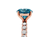 Rose gold Round Cut Blue Topaz Solitaire Pavé Band with Four-Prong Setting_5