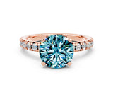 Rose gold Round Cut Blue Topaz Solitaire Pavé Engagement Ring with Round Band and Prong Setting_12