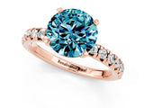 Rose gold Round Cut Blue Topaz Solitaire Pavé Engagement Ring with Round Band and Prong Setting_13