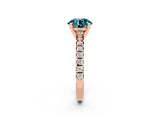 Rose gold Round Cut Blue Topaz Solitaire Pavé Engagement Ring with Round Band and Prong Setting_14