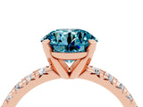 Rose gold Round Cut Blue Topaz Solitaire Pavé Engagement Ring with Round Band and Prong Setting_16