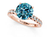 Rose gold Round Cut Blue Topaz Solitaire Pavé Engagement Ring with Round Band and Prong Setting_61
