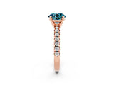 Rose gold Round Cut Blue Topaz Solitaire Pavé Engagement Ring with Round Band and Prong Setting_62