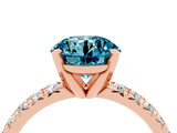 Rose gold Round Cut Blue Topaz Solitaire Pavé Engagement Ring with Round Band and Prong Setting_64