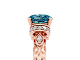Rose gold Round Cut Blue Topaz Solitaire Ring with Filigree Band and Four-Prong Setting_29