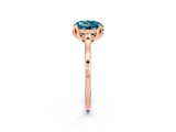 Rose gold Round Cut Blue Topaz Solitaire Ring with Flower Prong Setting and Classic Band_14
