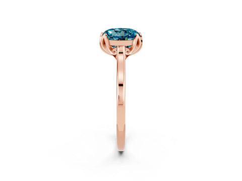 Rose gold Round Cut Blue Topaz Solitaire Ring with Flower Prong Setting and Classic Band_14