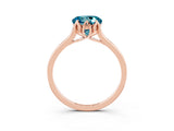 Rose gold Round Cut Blue Topaz Solitaire Ring with Flower Prong Setting and Classic Band_15