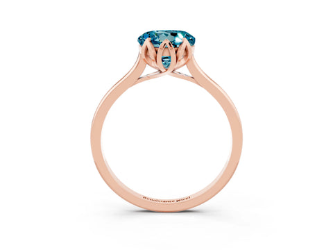Rose gold Round Cut Blue Topaz Solitaire Ring with Flower Prong Setting and Classic Band_15