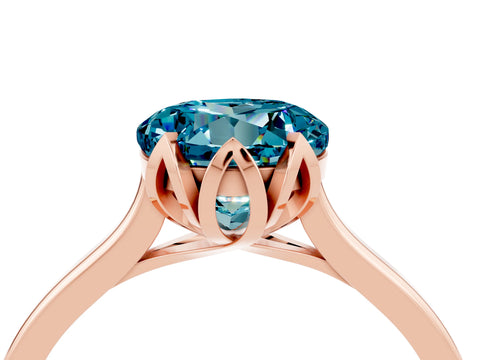 Rose gold Round Cut Blue Topaz Solitaire Ring with Flower Prong Setting and Classic Band_16