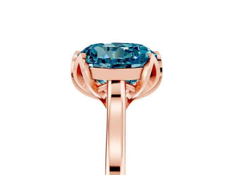 Rose gold Round Cut Blue Topaz Solitaire Ring with Flower Prong Setting and Classic Band_17