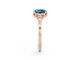 Rose gold Round Cut Blue Topaz Solitaire Ring with Flower Prong Setting and Classic Band_38