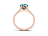 Rose gold Round Cut Blue Topaz Solitaire Ring with Flower Prong Setting and Classic Band_39