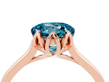 Rose gold Round Cut Blue Topaz Solitaire Ring with Flower Prong Setting and Classic Band_40