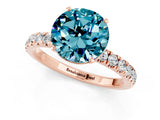 Rose gold Round Cut Blue Topaz Solitaire Ring with Pavé Accents and Four-Prong Setting_1
