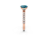 Rose gold Round Cut Blue Topaz Solitaire Ring with Pavé Accents and Four-Prong Setting_2