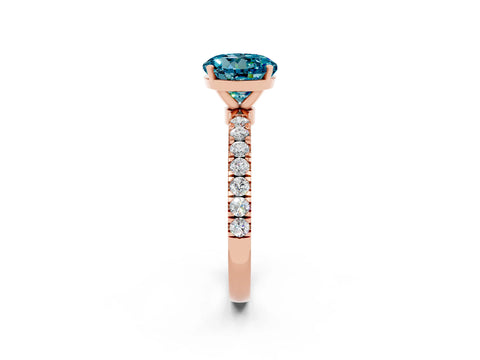 Rose gold Round Cut Blue Topaz Solitaire Ring with Pavé Accents and Four-Prong Setting_2